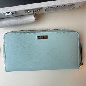 Kate Spade Light Blue Roulette Zip-Around Long Wallet